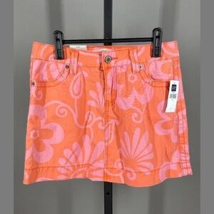 NEW Gap Skirt Womens 2 pink orange retro floral jean colorful preppy vintage
